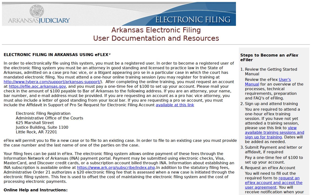 Arkansas eFlex filing resources related to a Bodcaw court docket