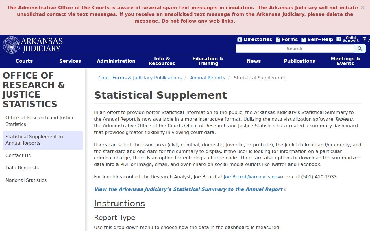 Arkansas statistical source related to the Nevada County court calendar
