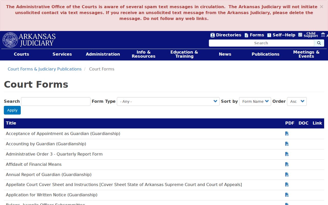 Arkansas court forms source for Nevada County civil court dockets
