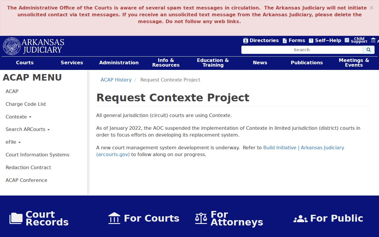 Arkansas Judiciary Contexte coverage and access information