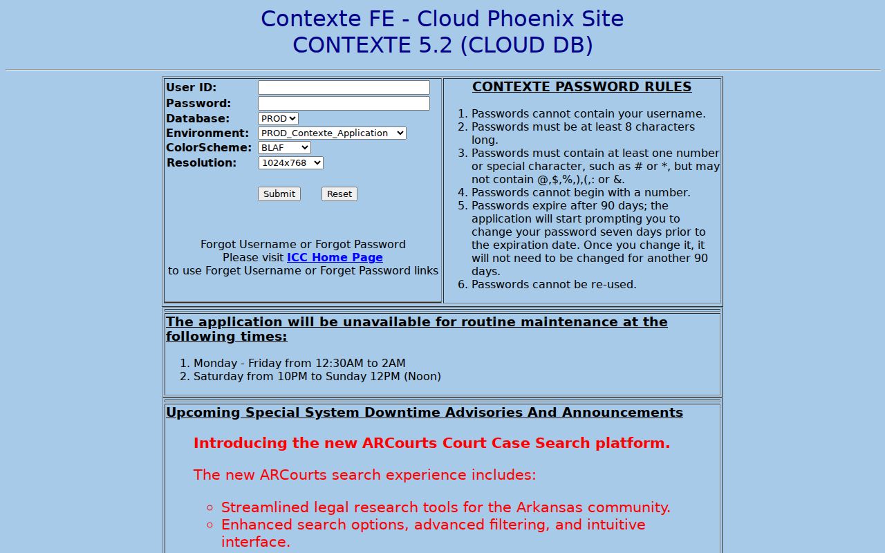 Arkansas Contexte case management landing page