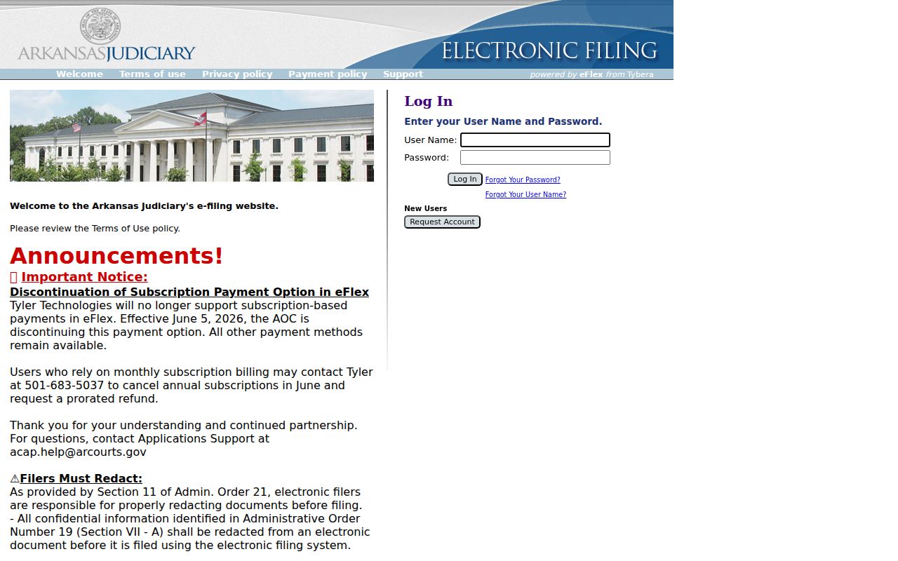 Nevada County court docket eFlex filing system